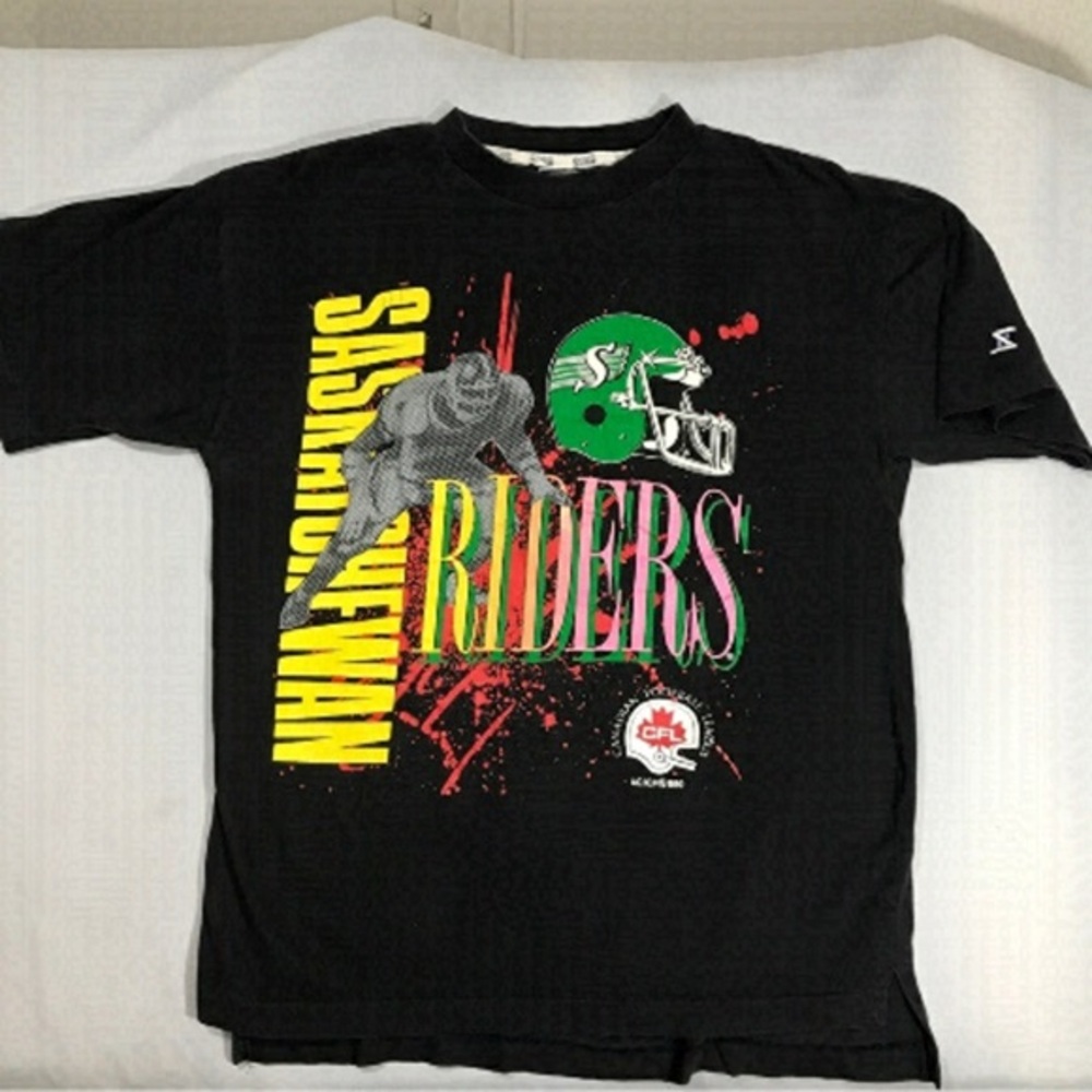 SASKATCHEWAN Rough Riders TShirt 1990 Medium CFL Vintage